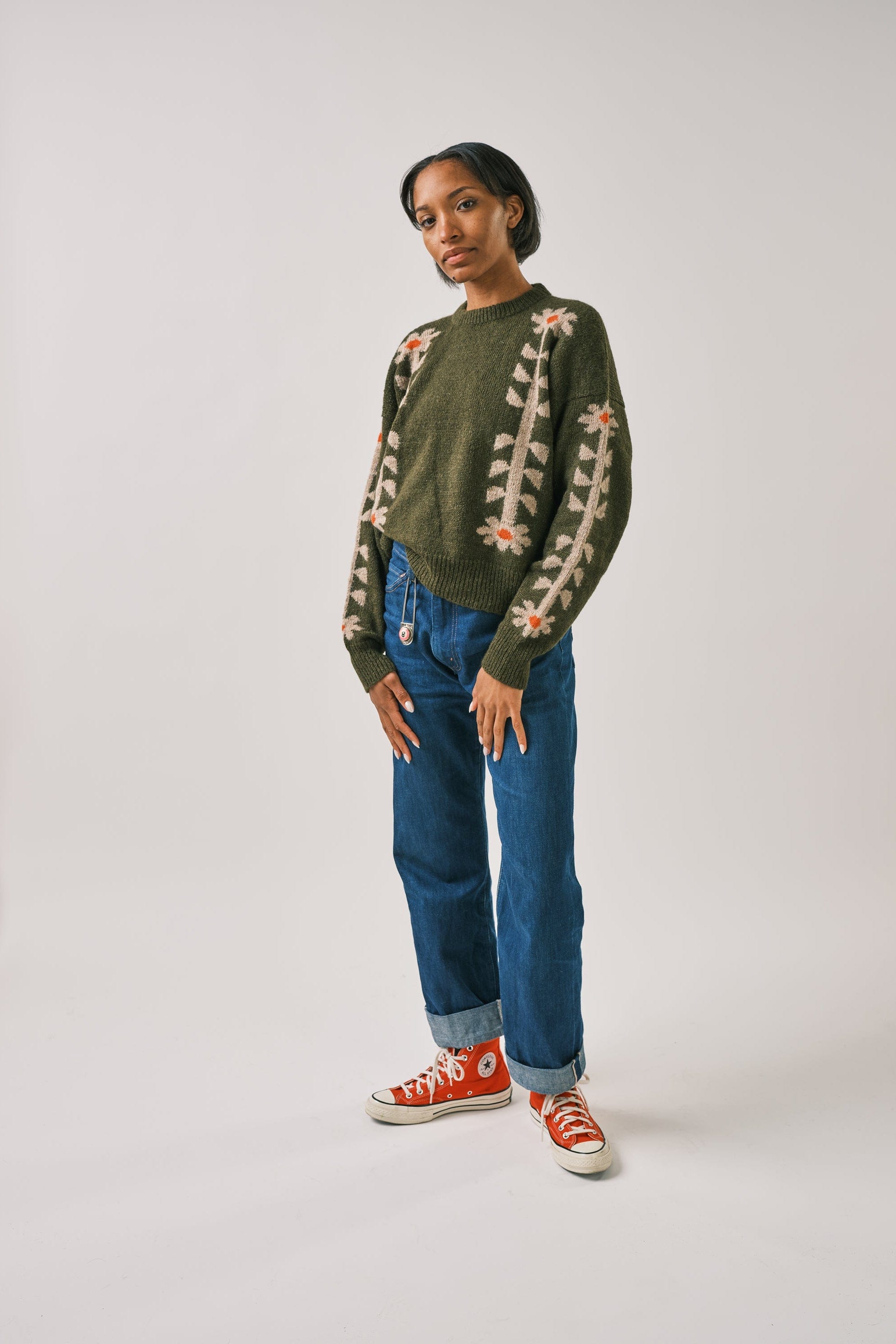 Flower Power Sweater - Moss