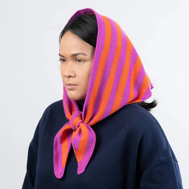 Simple Stripe Triangle Scarf - Poppy Magenta