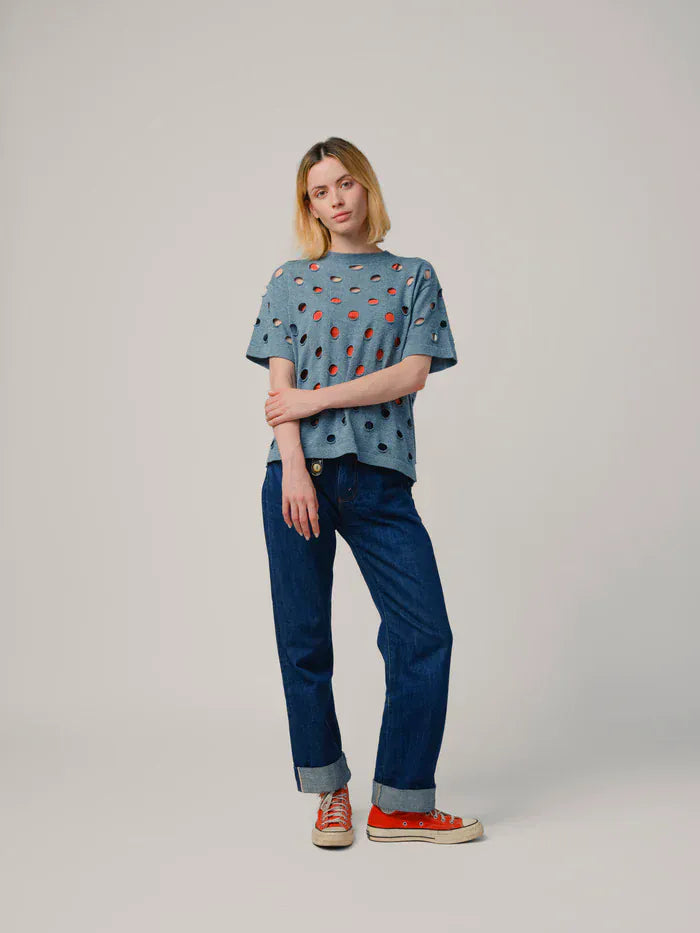 Cotton Bind Off Tee - Washed Denim