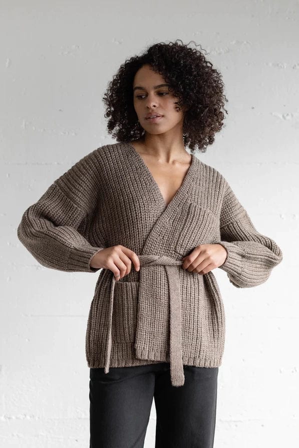Highland Wool Sweater Coat - Bark