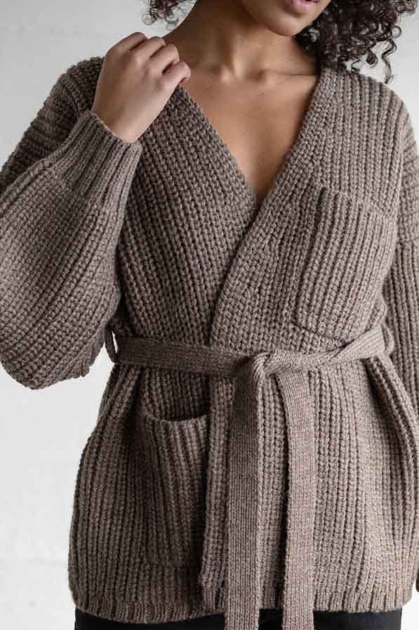 Highland Wool Sweater Coat - Bark