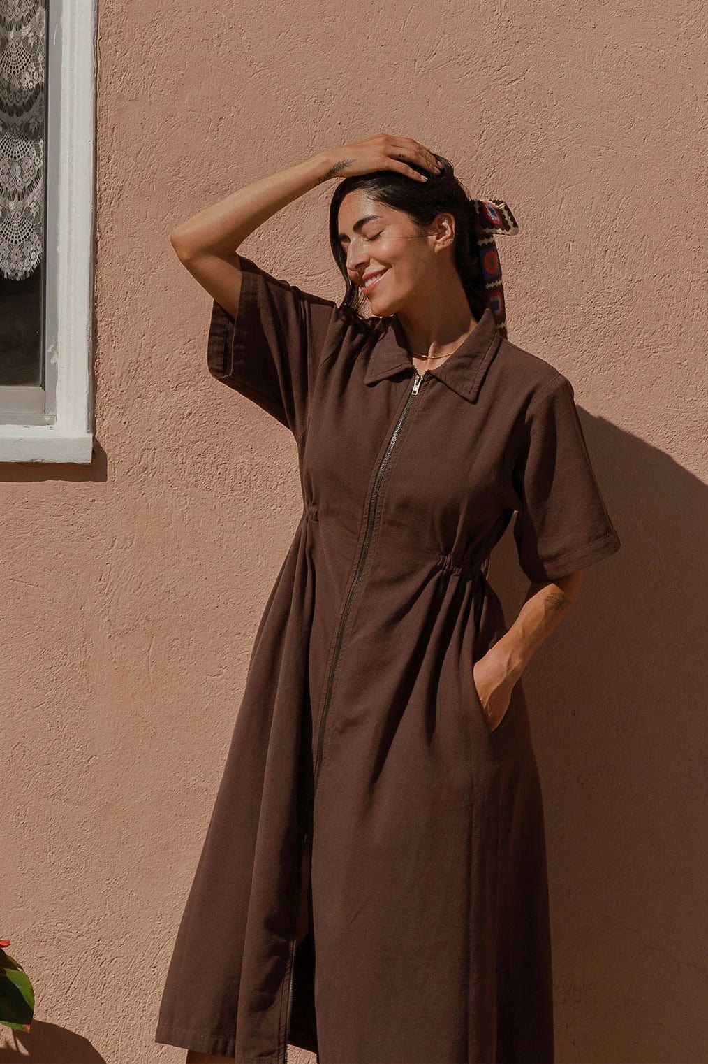 Long Utility Dress - Chocolate