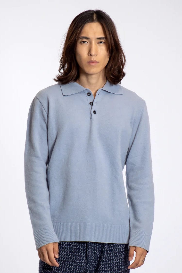 Kier Knit Polo - Silver Blue