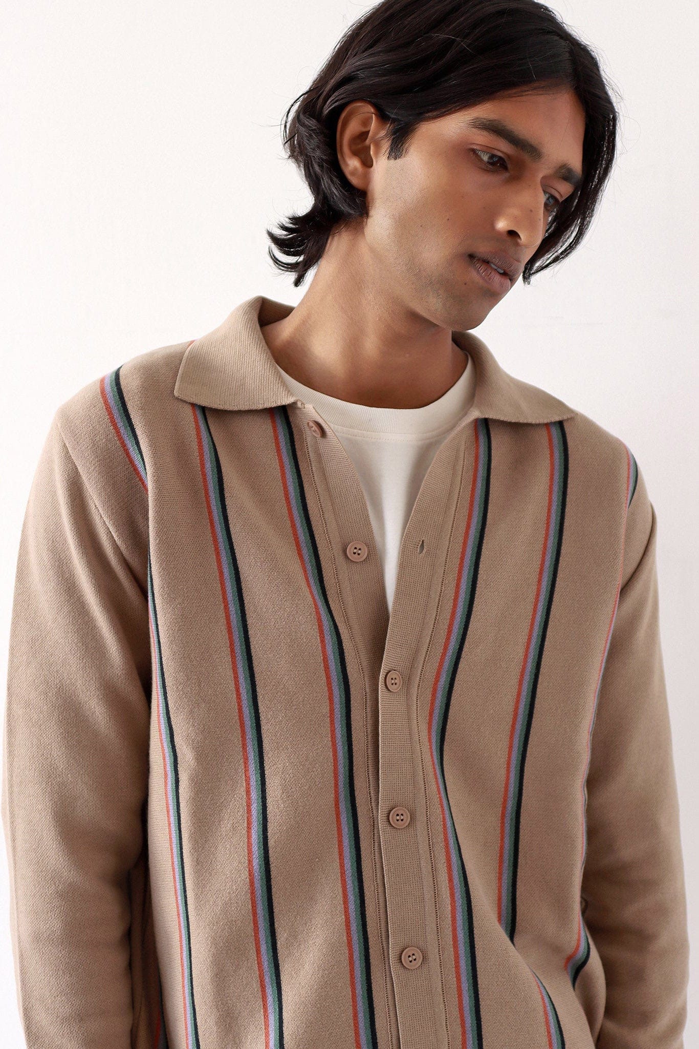 Zigger Cardigan - Cornstalk Kuki Stripe