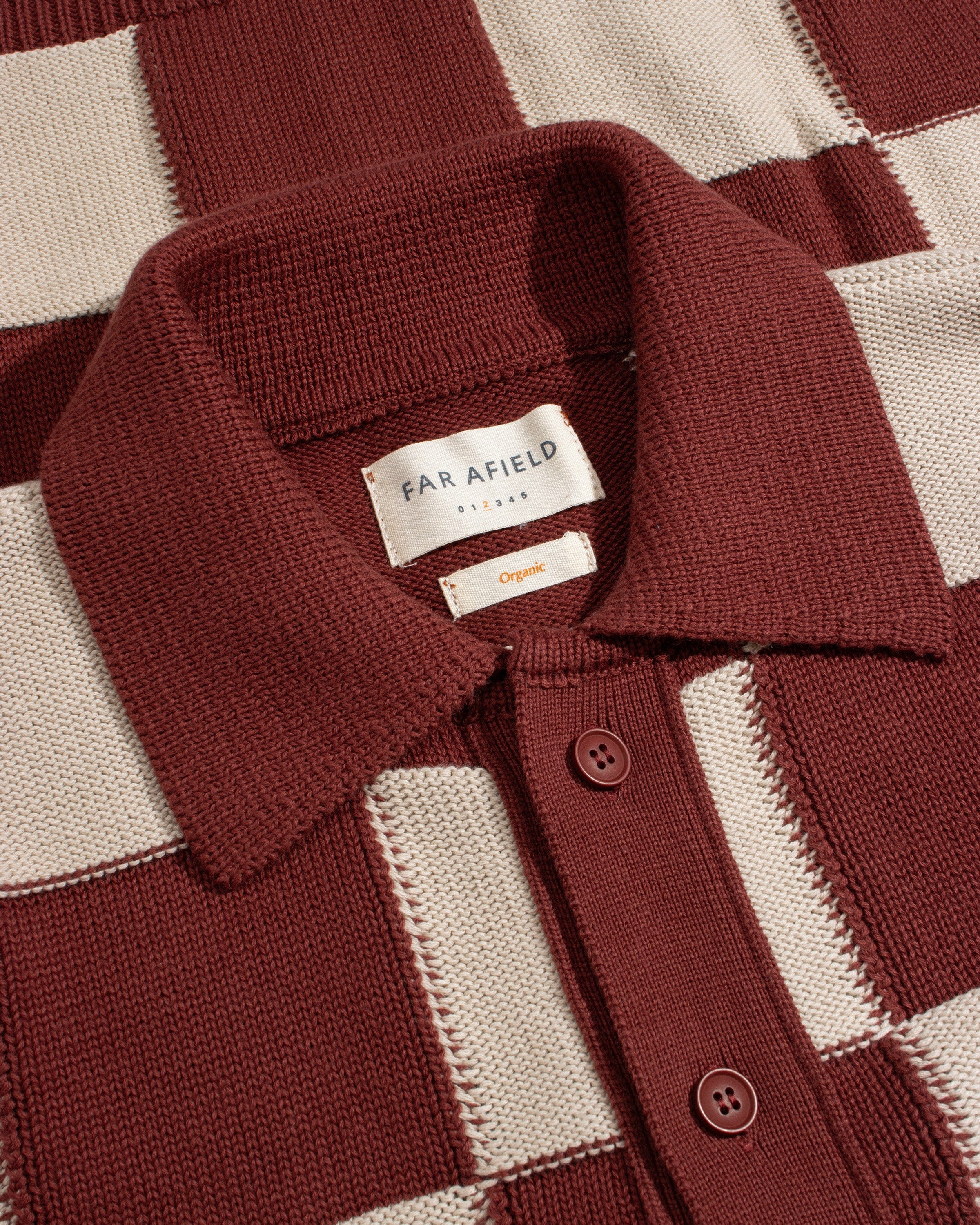 Velzy Knitted Cardigan - Red / Sand Check