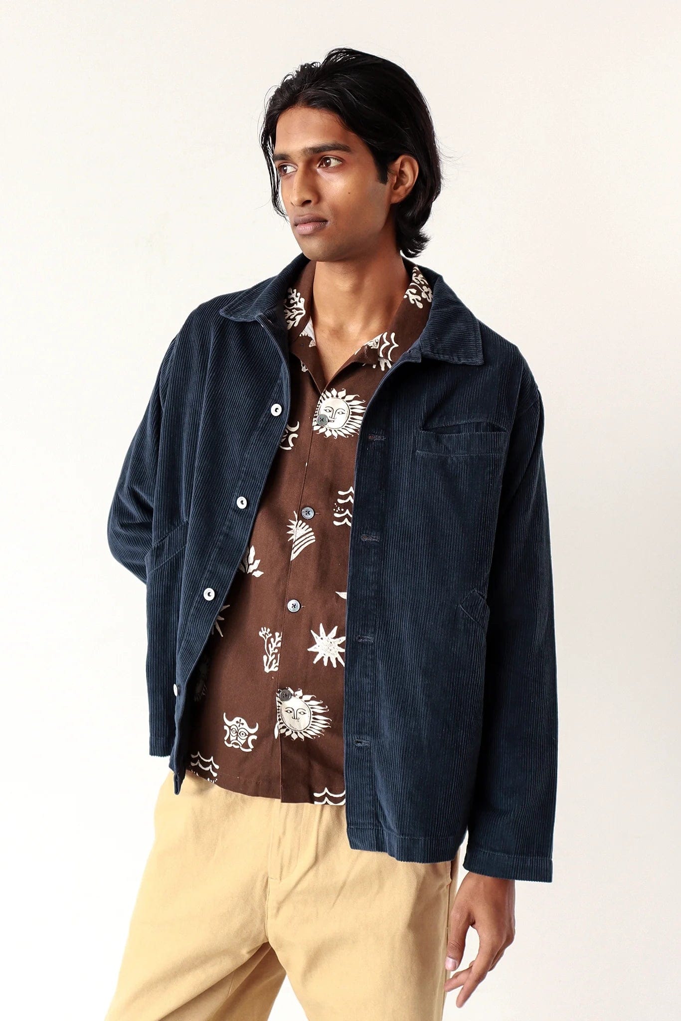 Evans Corduroy Overshirt - Navy Iris