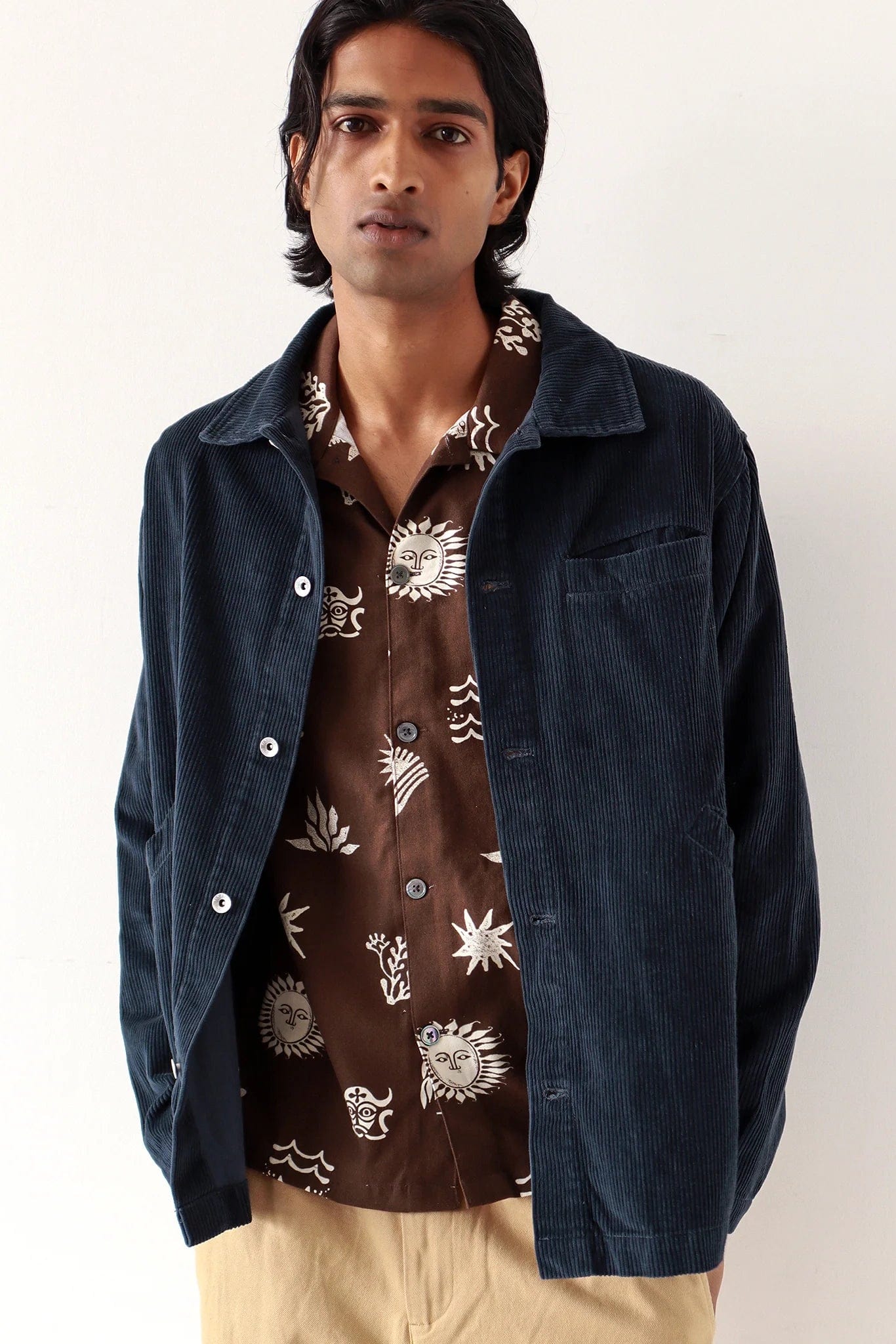 Evans Corduroy Overshirt - Navy Iris