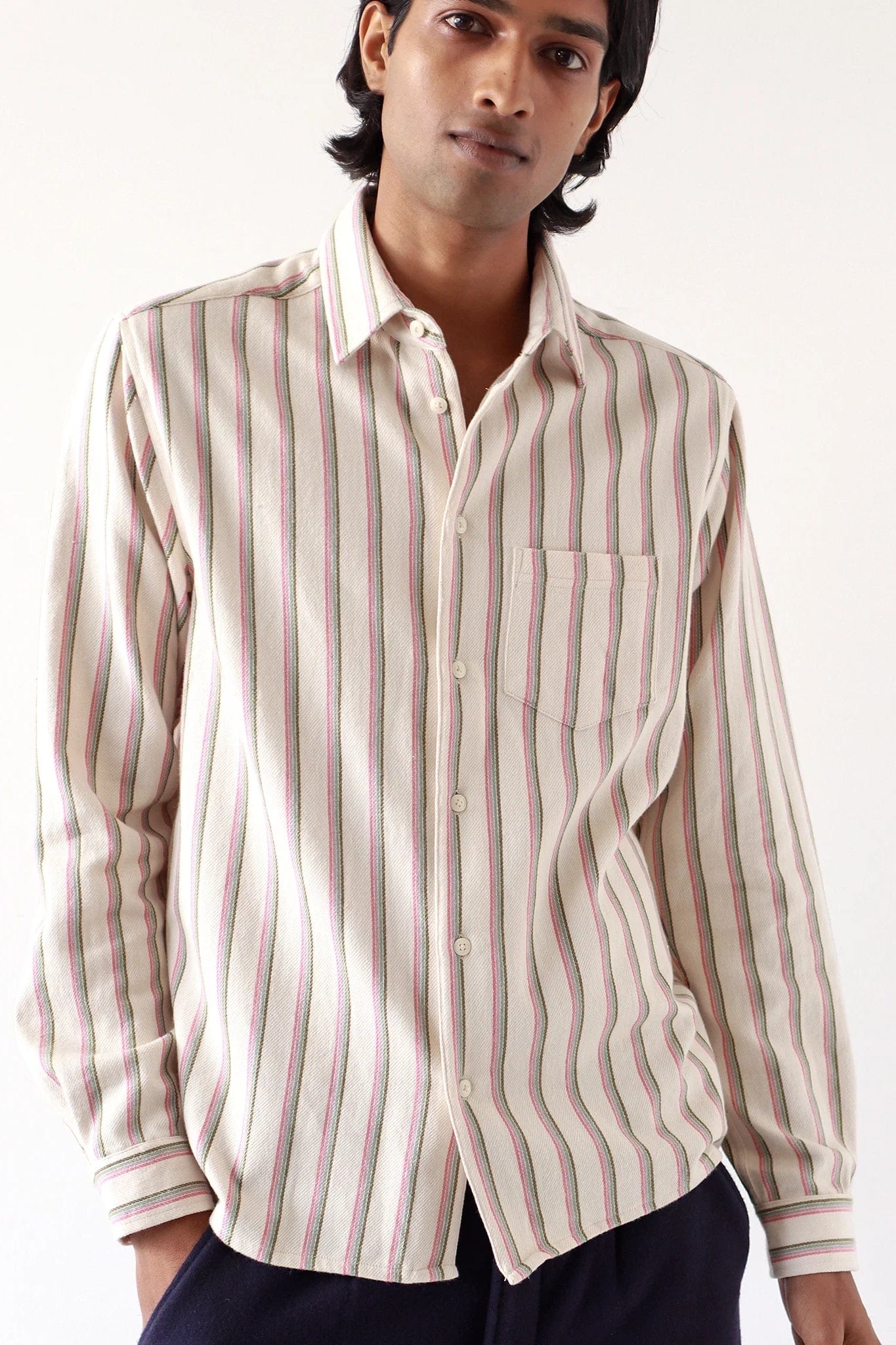 Classic Shirt - White Kuki Stripe