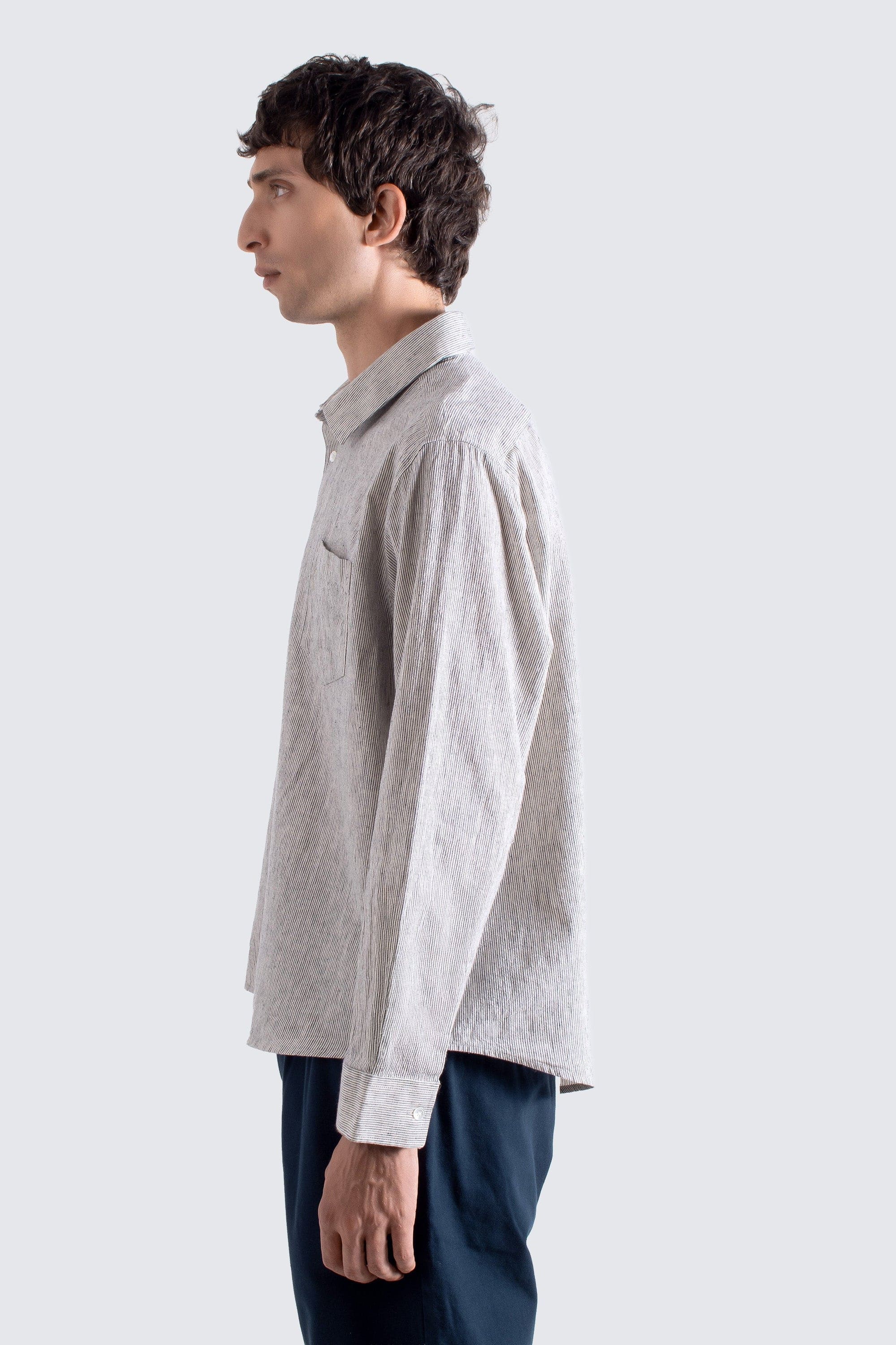 Day Shirt - Stone / Navy Stripe