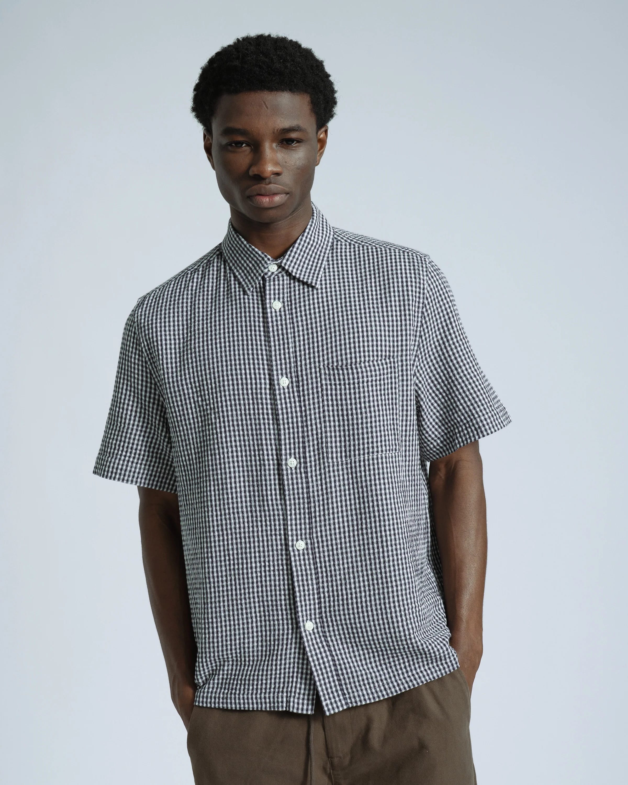 Costa Shirt - Navy Gingham Check