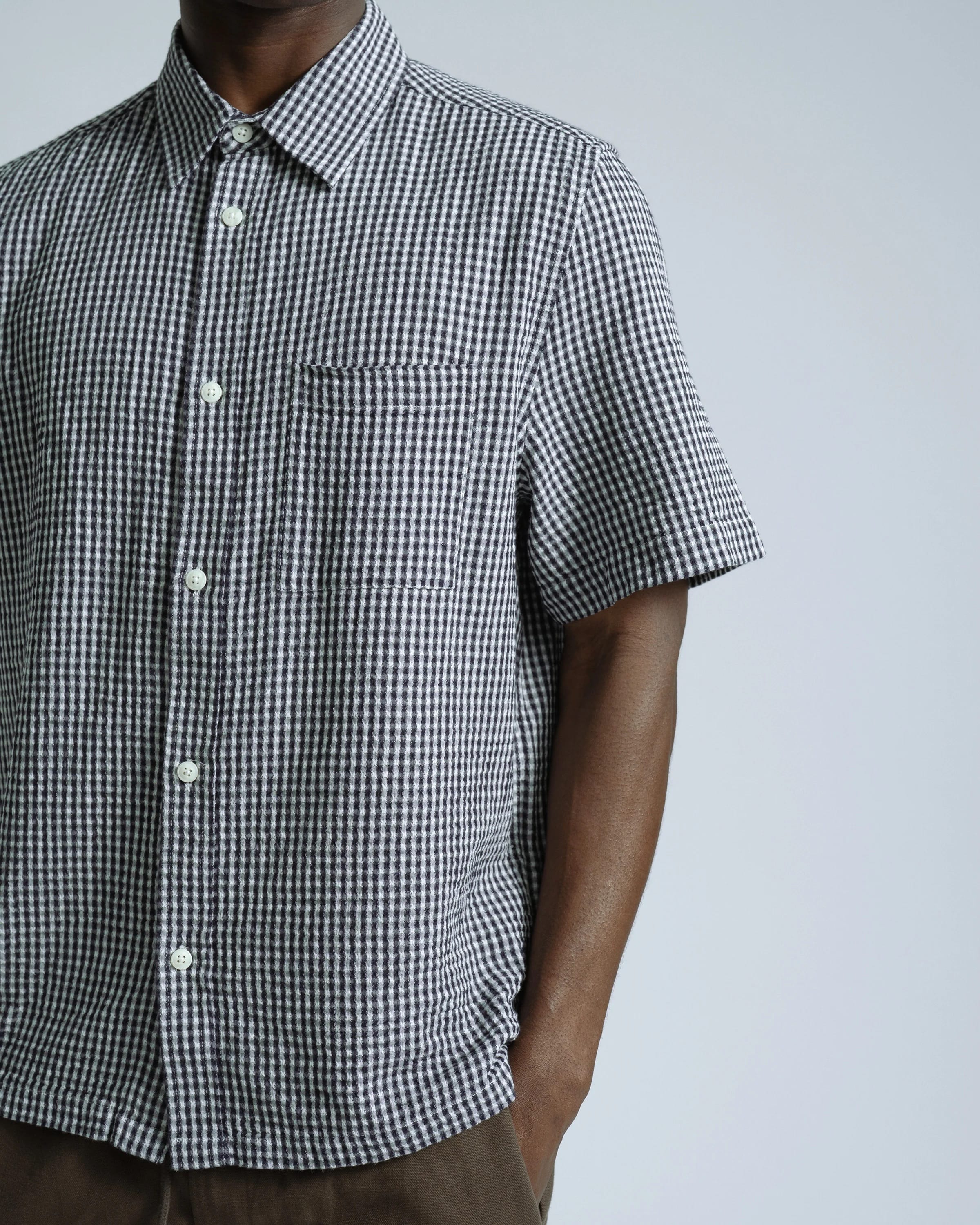 Costa Shirt - Navy Gingham Check