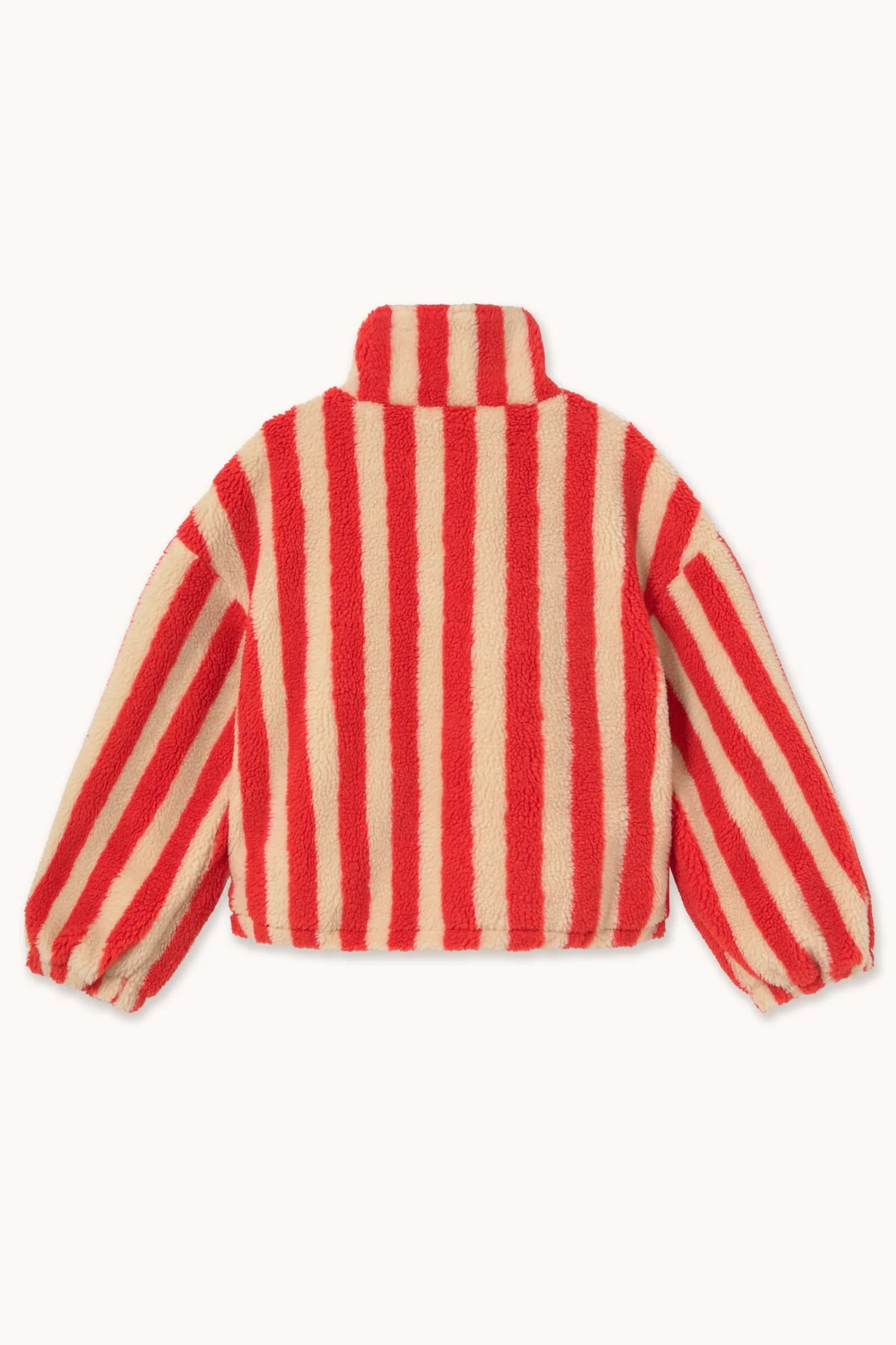 Wide Stripes Sherpa Jacket - Vanilla/Red
