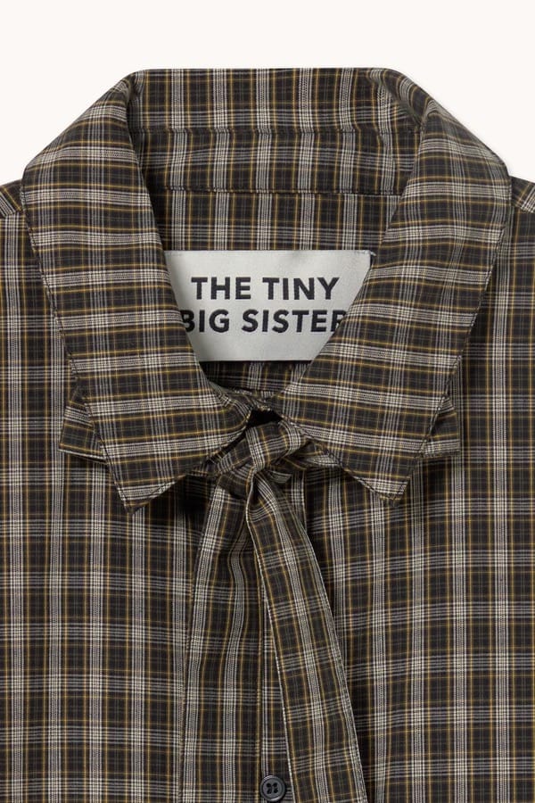 Check Bow Neck Shirt - Plaid