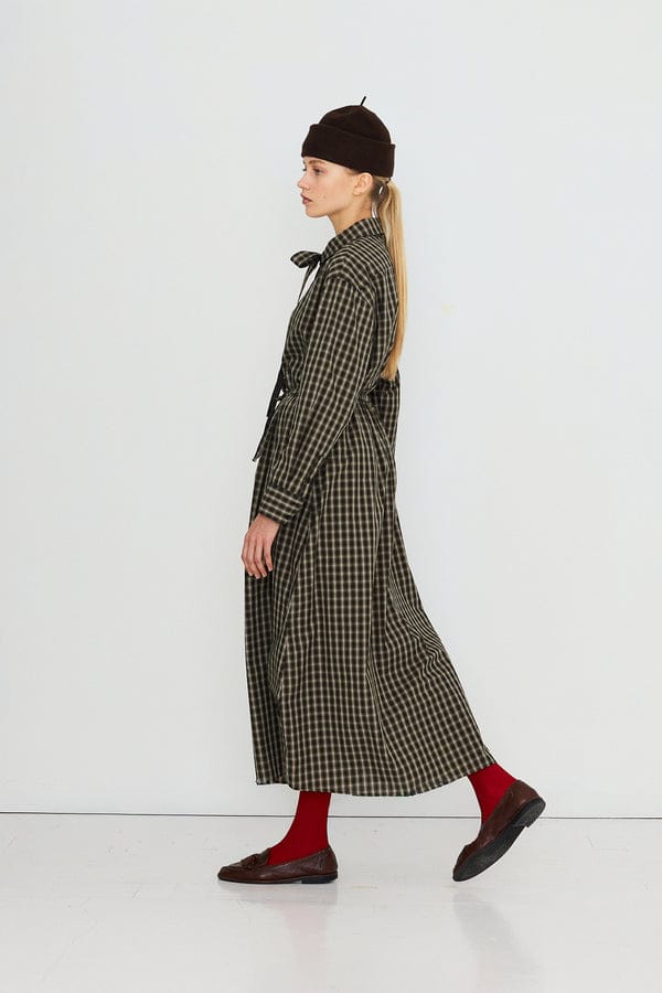 Check Bow Neck Shirt - Plaid