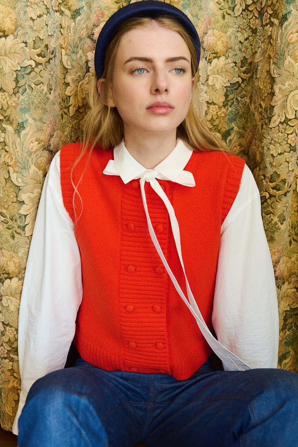 Buttoned Vest - Summer Red