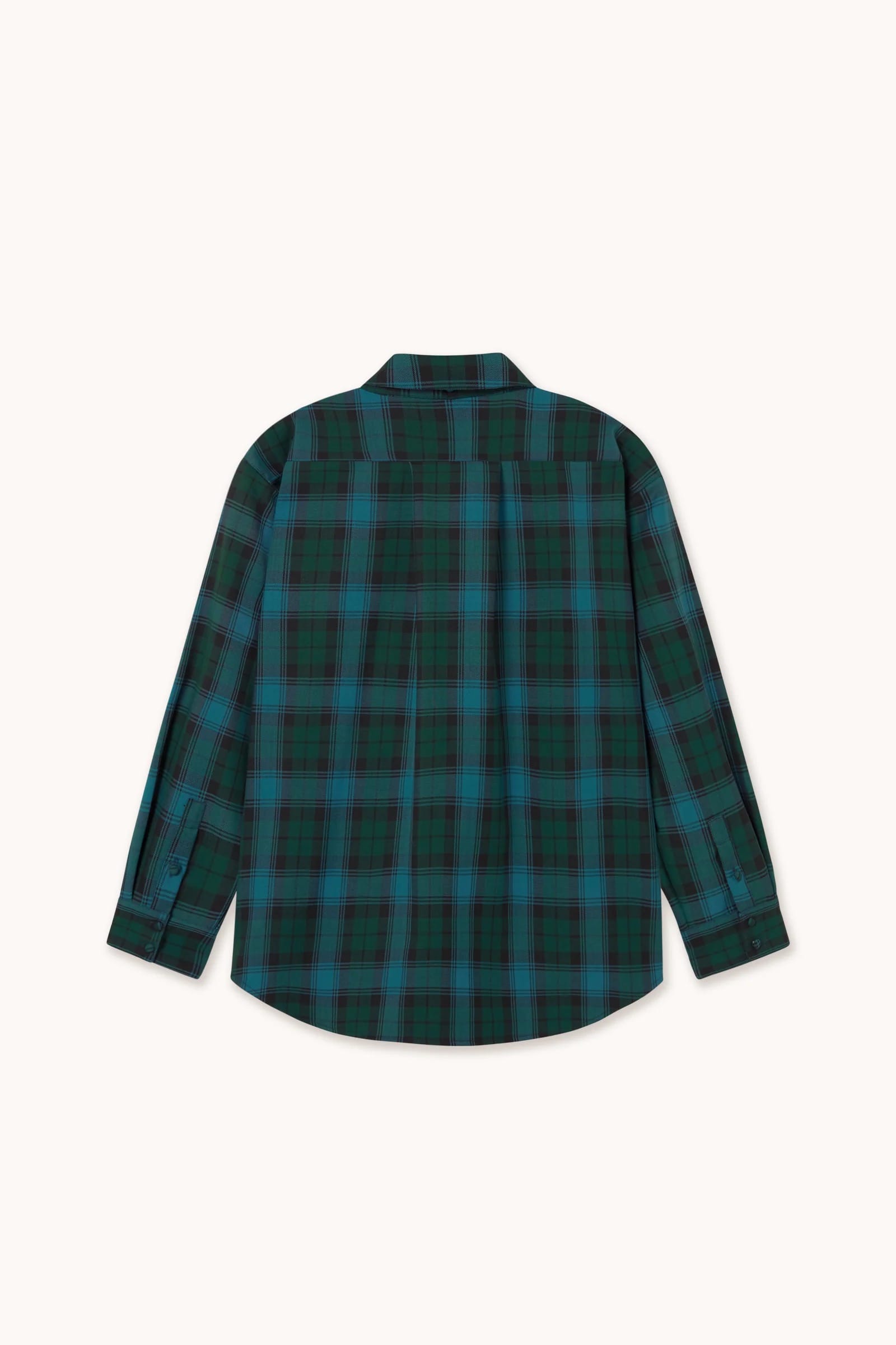 Check Bow Neck Shirt - Green/Navy