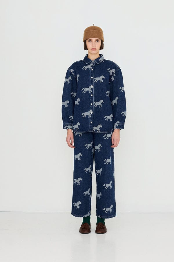 Horse Embroidery Denim Shirt