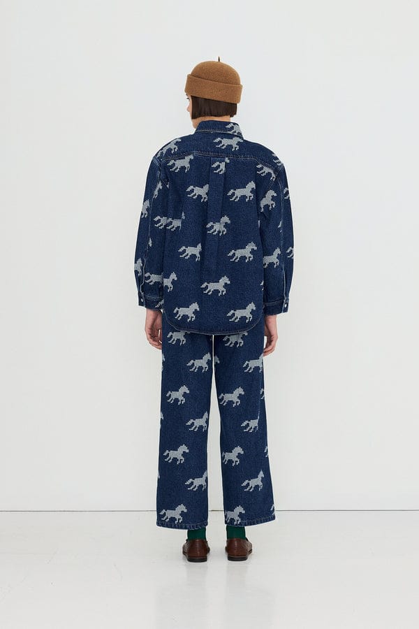 Horse Embroidery Denim Shirt
