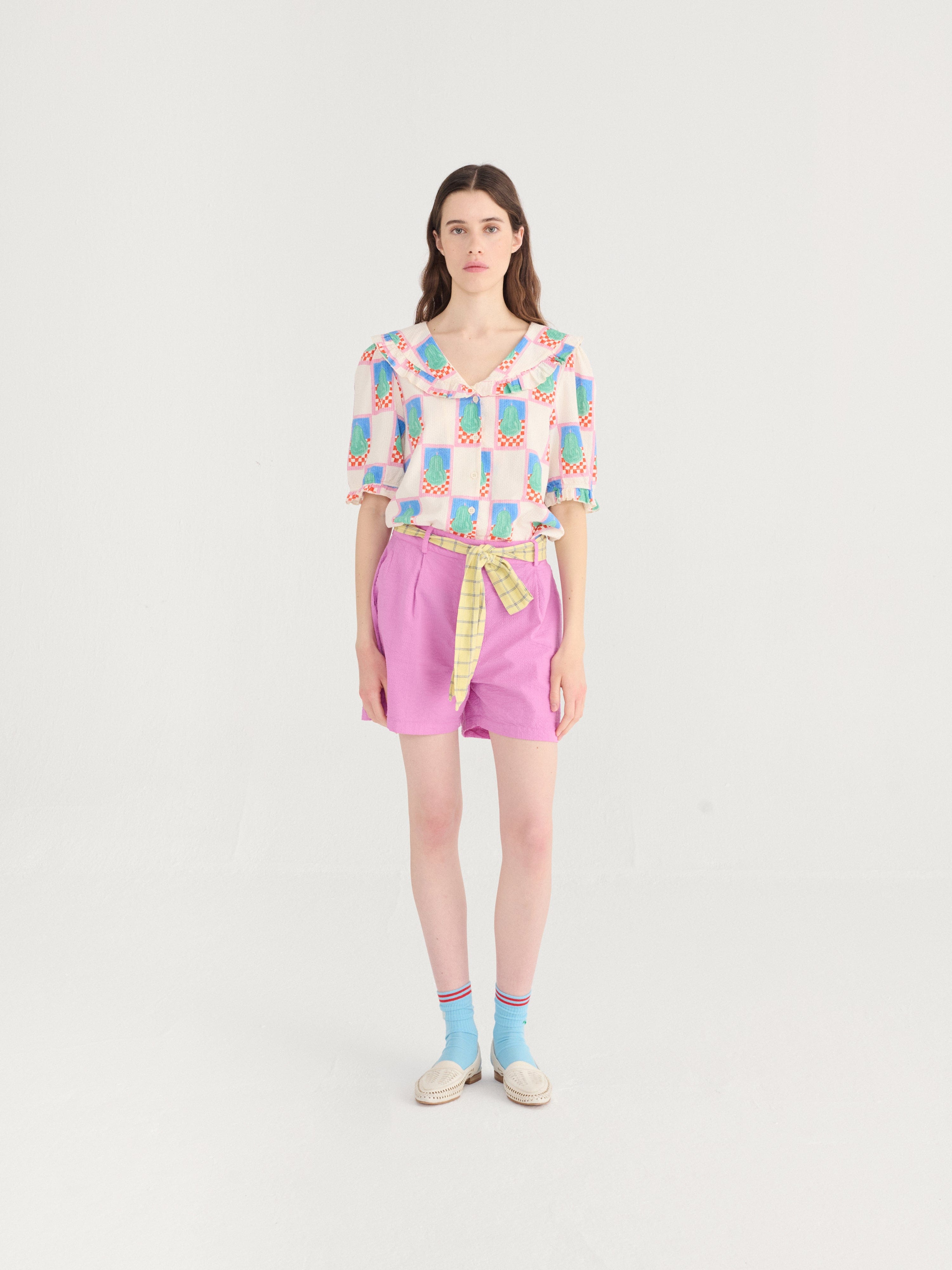 Simple Pear Pattern Collar Shirt