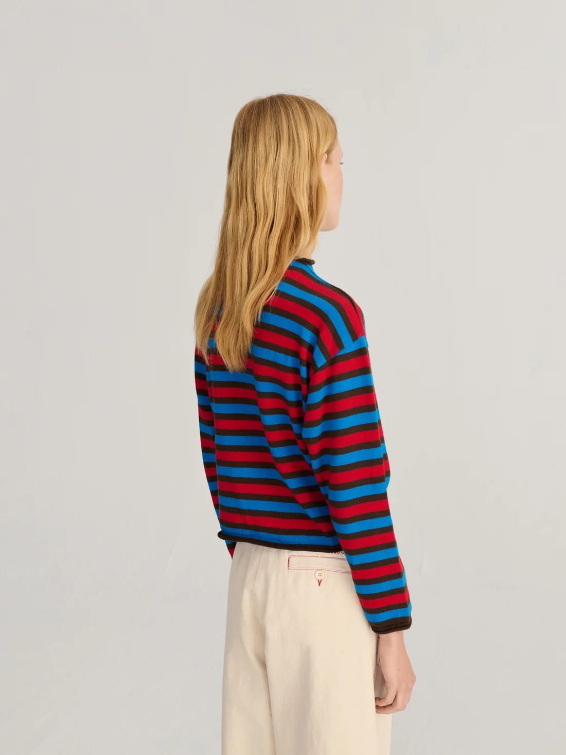 Striped Cotton Cardigan - Blue/Red