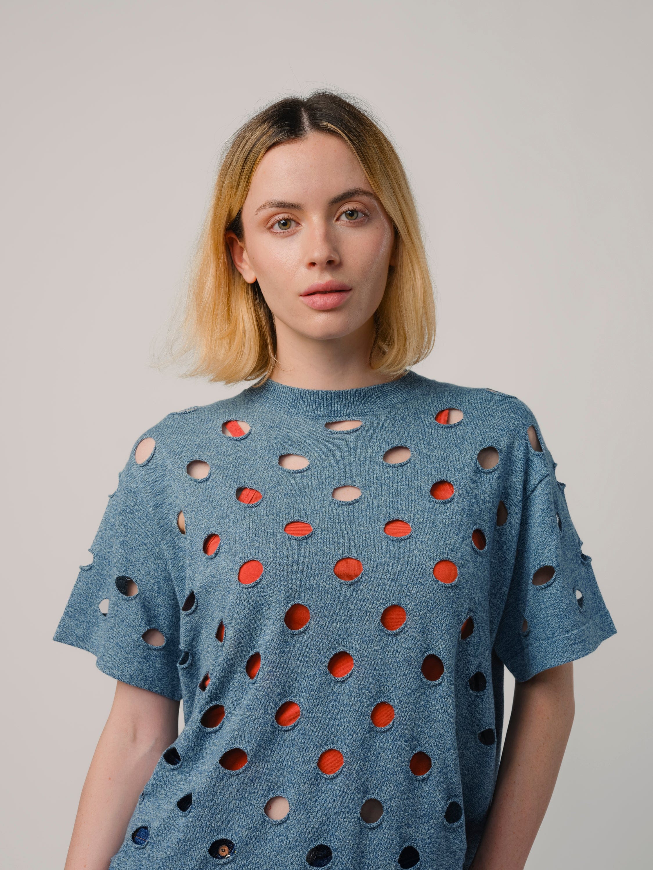 Cotton Bind Off Tee - Washed Denim