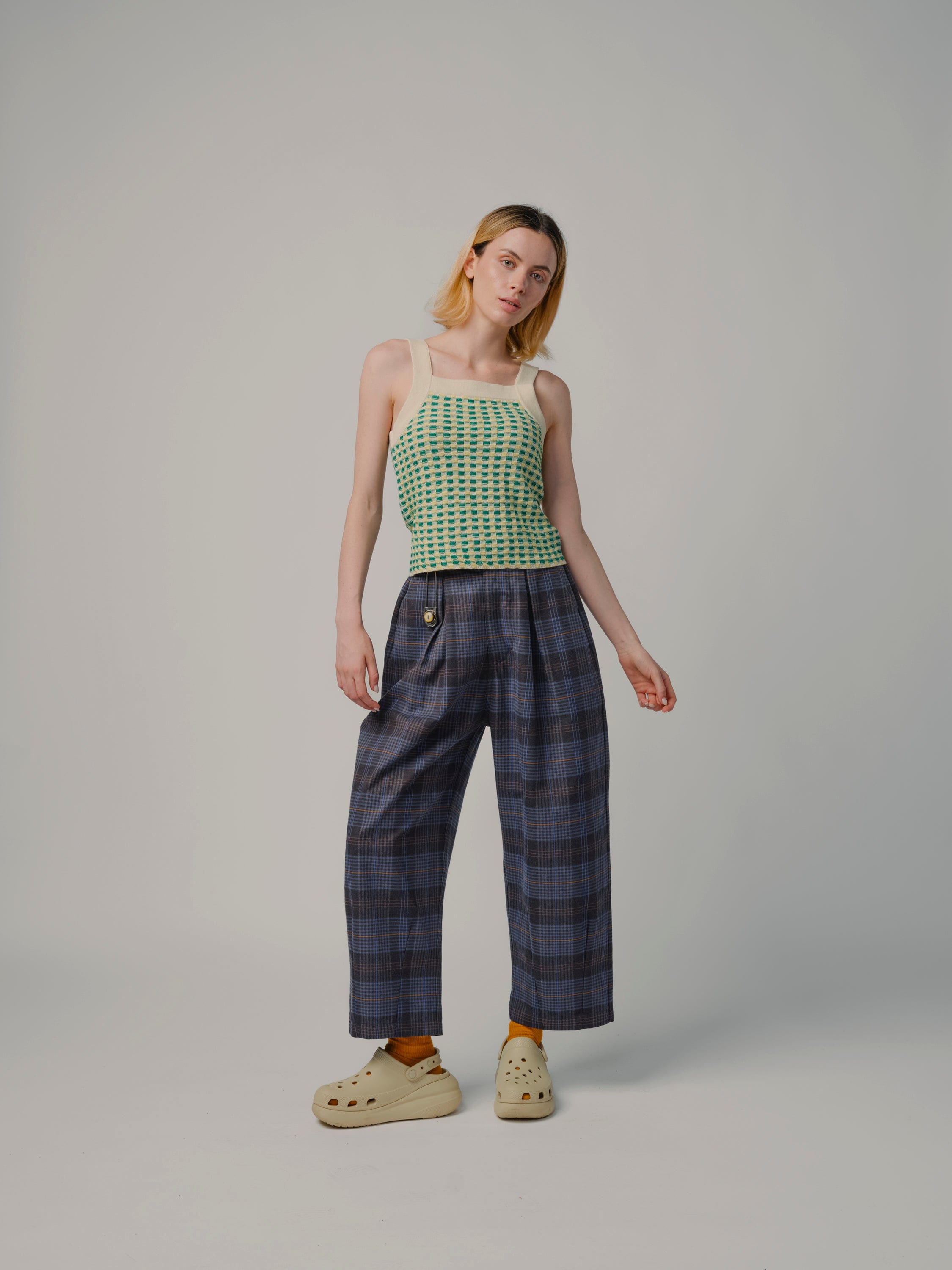 Stitchy Grid Tank - Grass