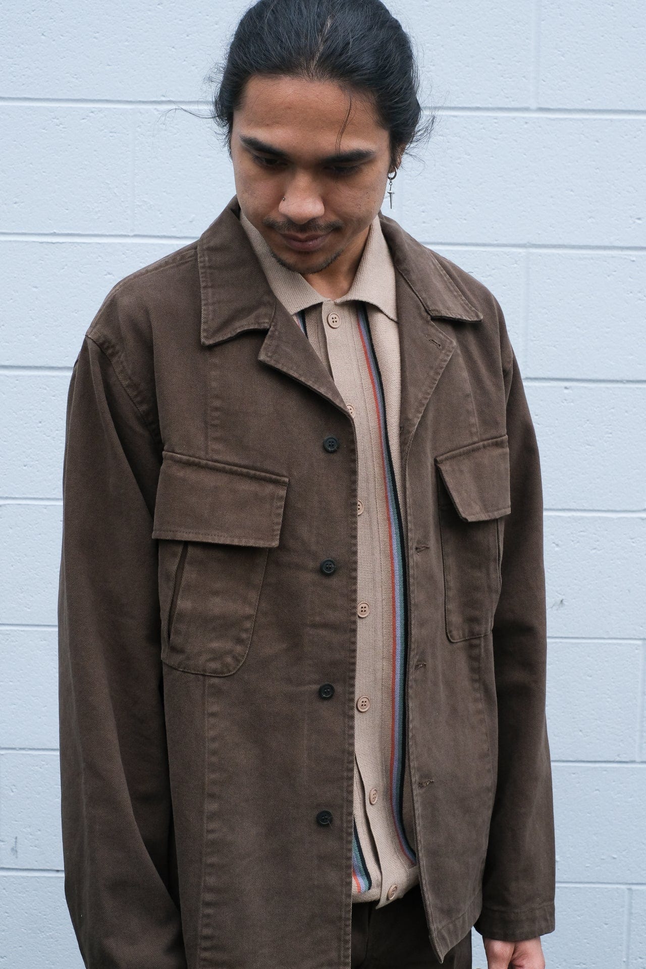 Jungle Brushed Twill Overshirt - Brown