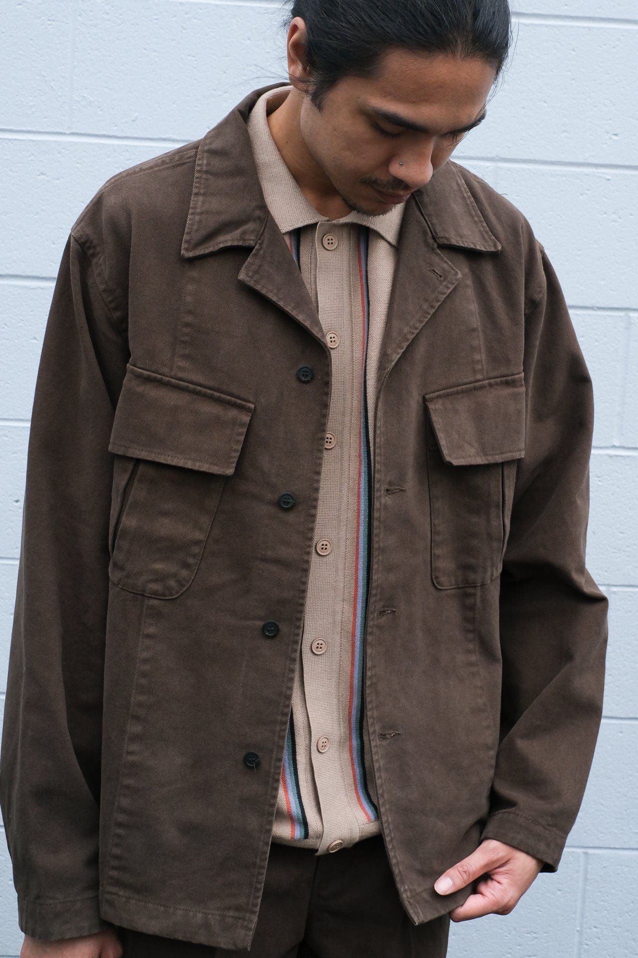 Jungle Brushed Twill Overshirt - Brown