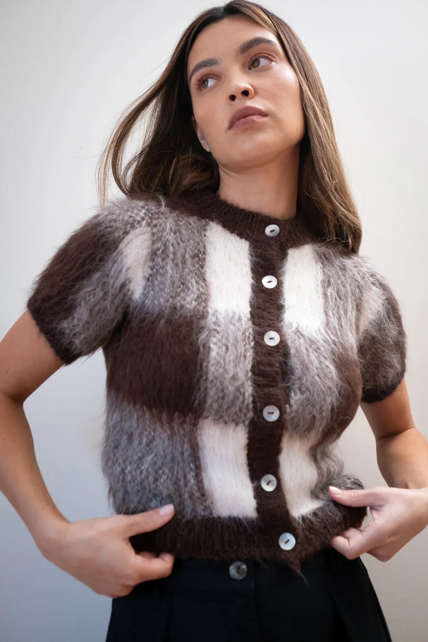 Short Sleeve Cardi - Plaid