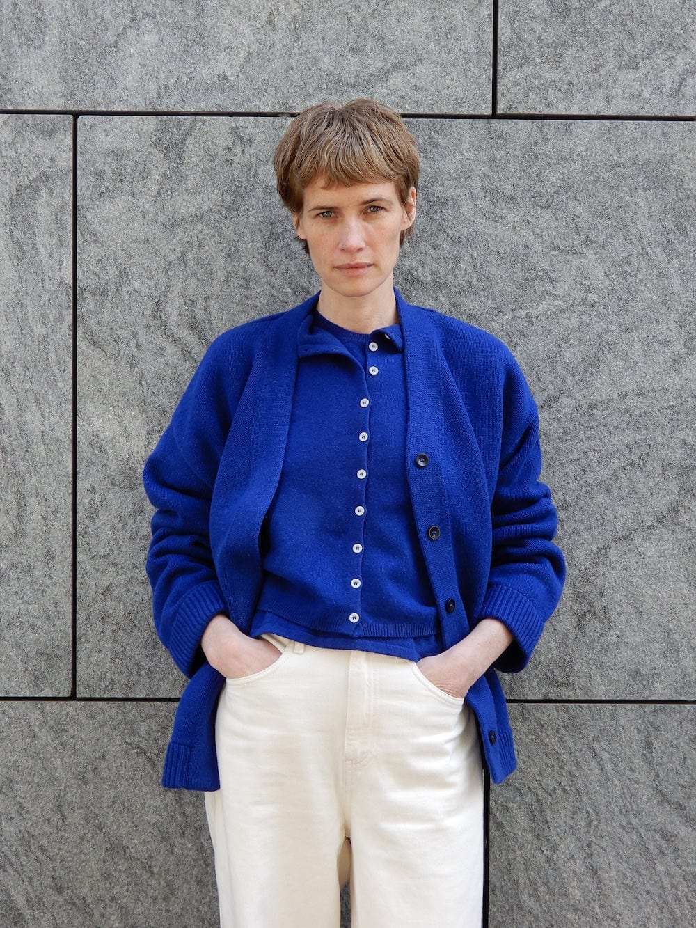 Oversized Wool Cardigan - Cobalt