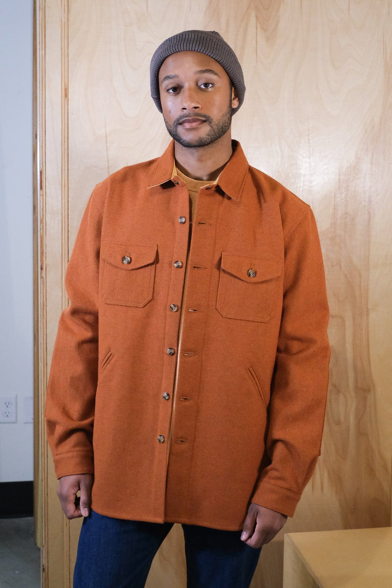 Crissman Overshirt - Burnt Orange Melton