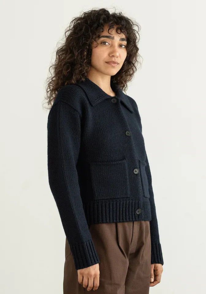 Collared Coat - Navy