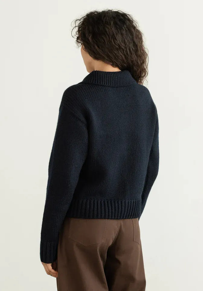 Collared Coat - Navy