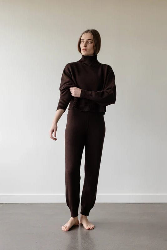 Crop Cotton Turtleneck - Walnut