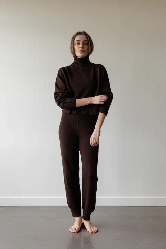 Crop Cotton Turtleneck - Walnut