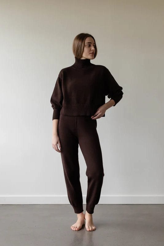 Crop Cotton Turtleneck - Walnut