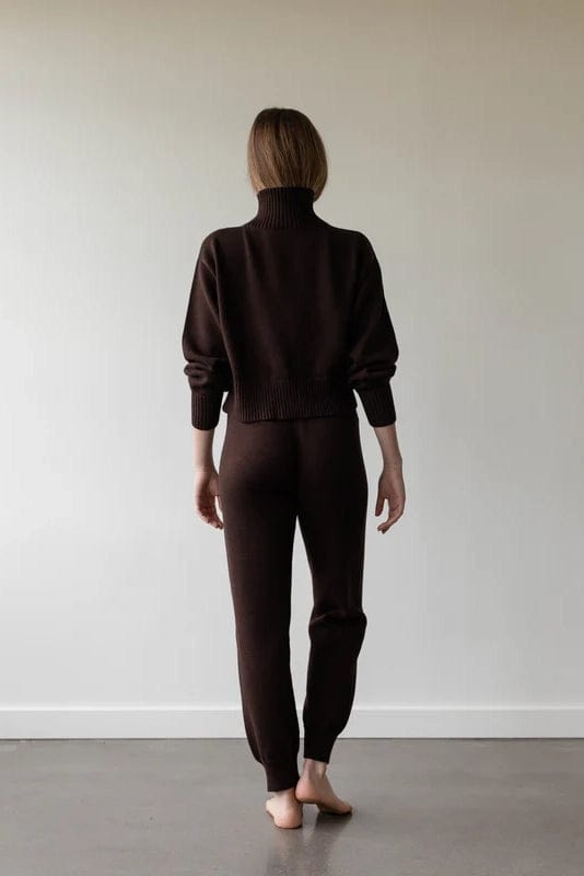 Crop Cotton Turtleneck - Walnut