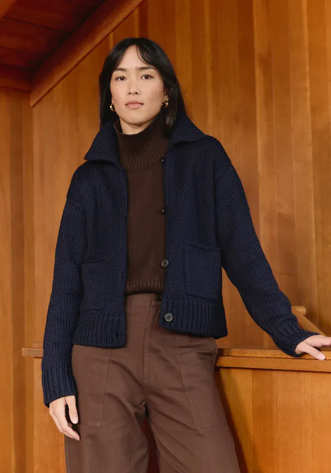 Collared Coat - Navy