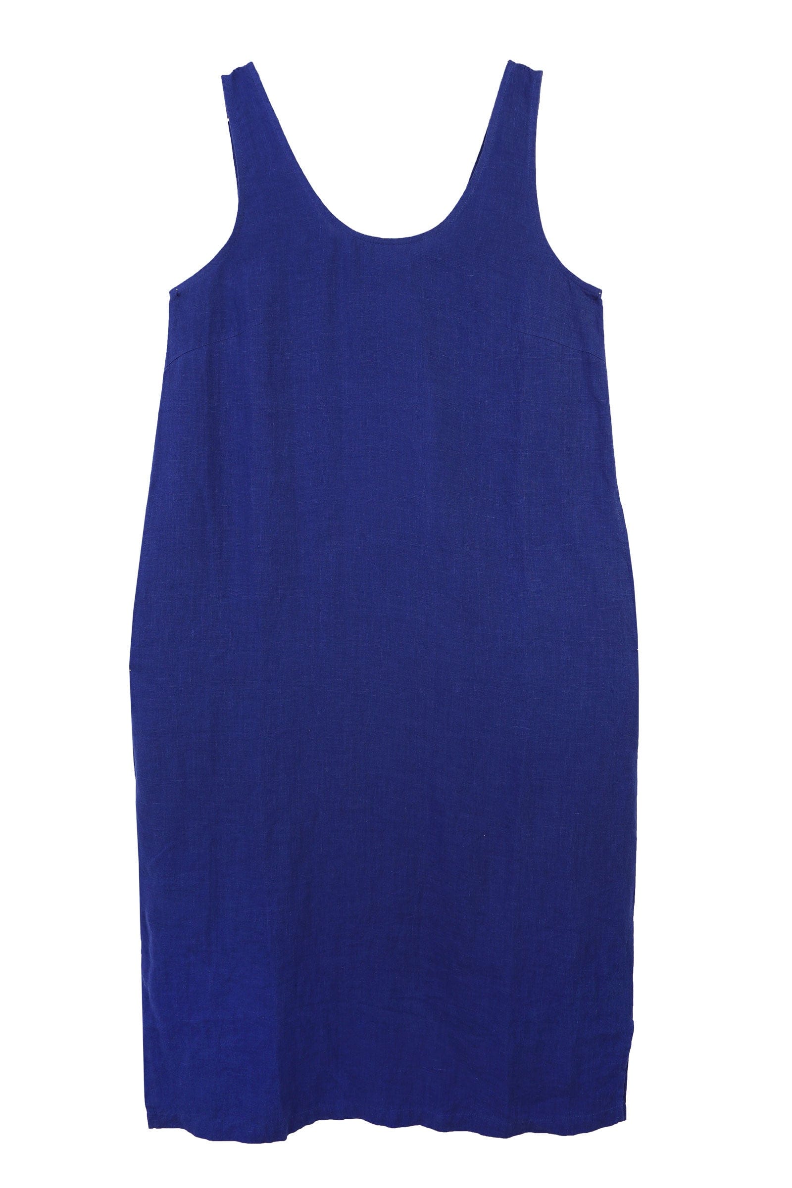 Basic Linen Shift Dress - Cobalt