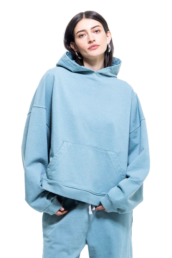 Oversize Wide Hoodie - Silver Blue