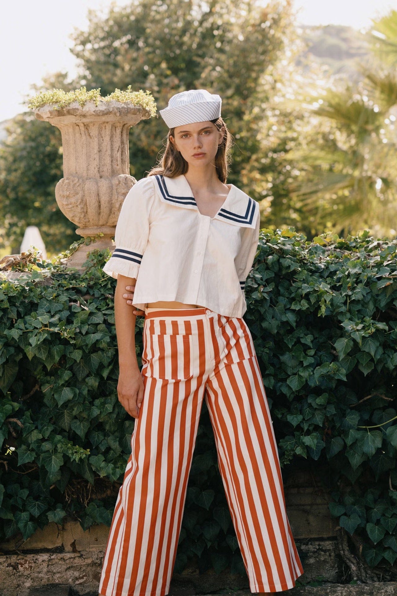 Stripes Blouse - White and Navy