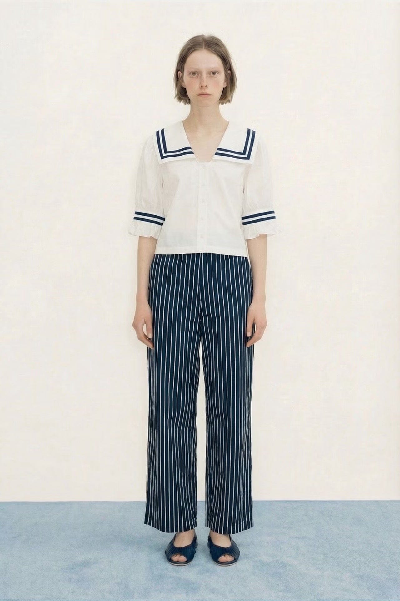 Stripes Blouse - White and Navy
