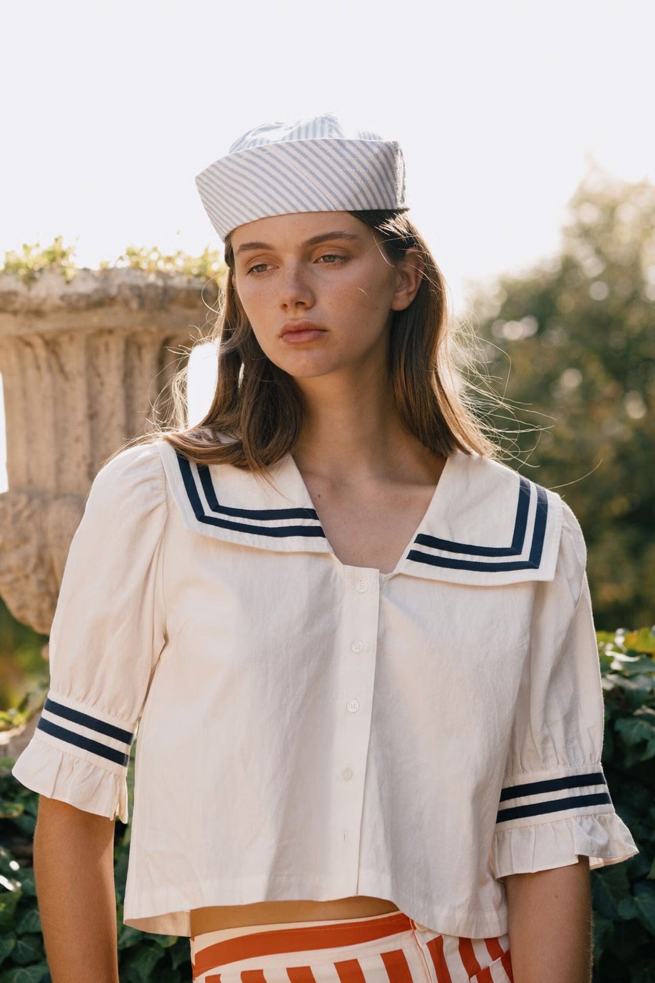 Stripes Blouse - White and Navy