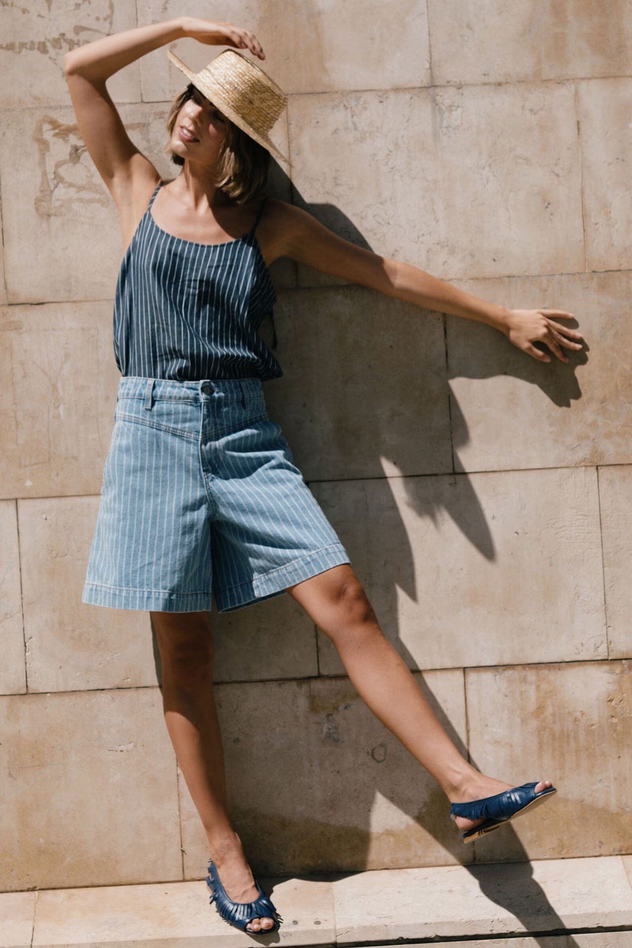Denim Striped Bermuda Short