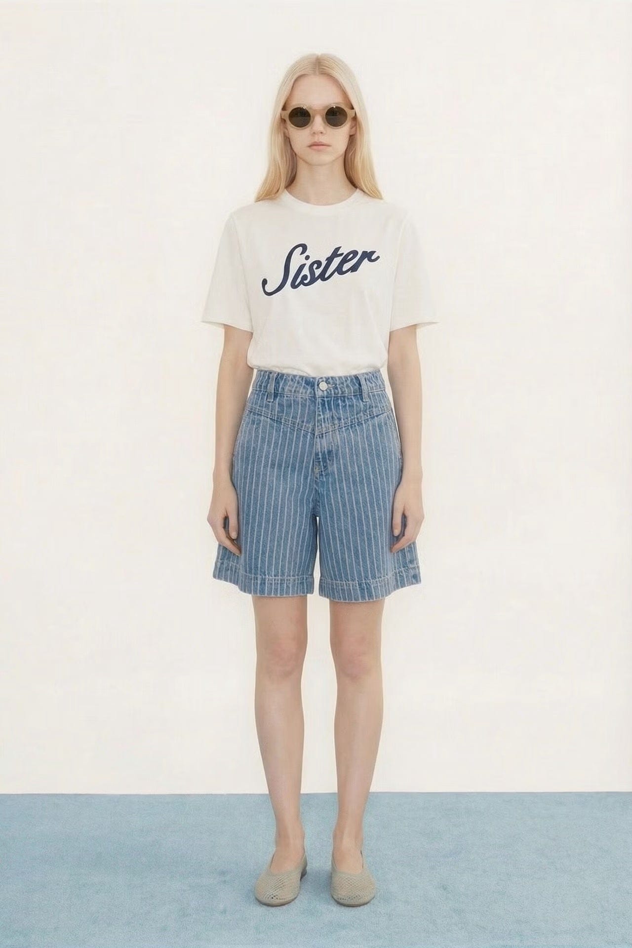 Denim Striped Bermuda Short