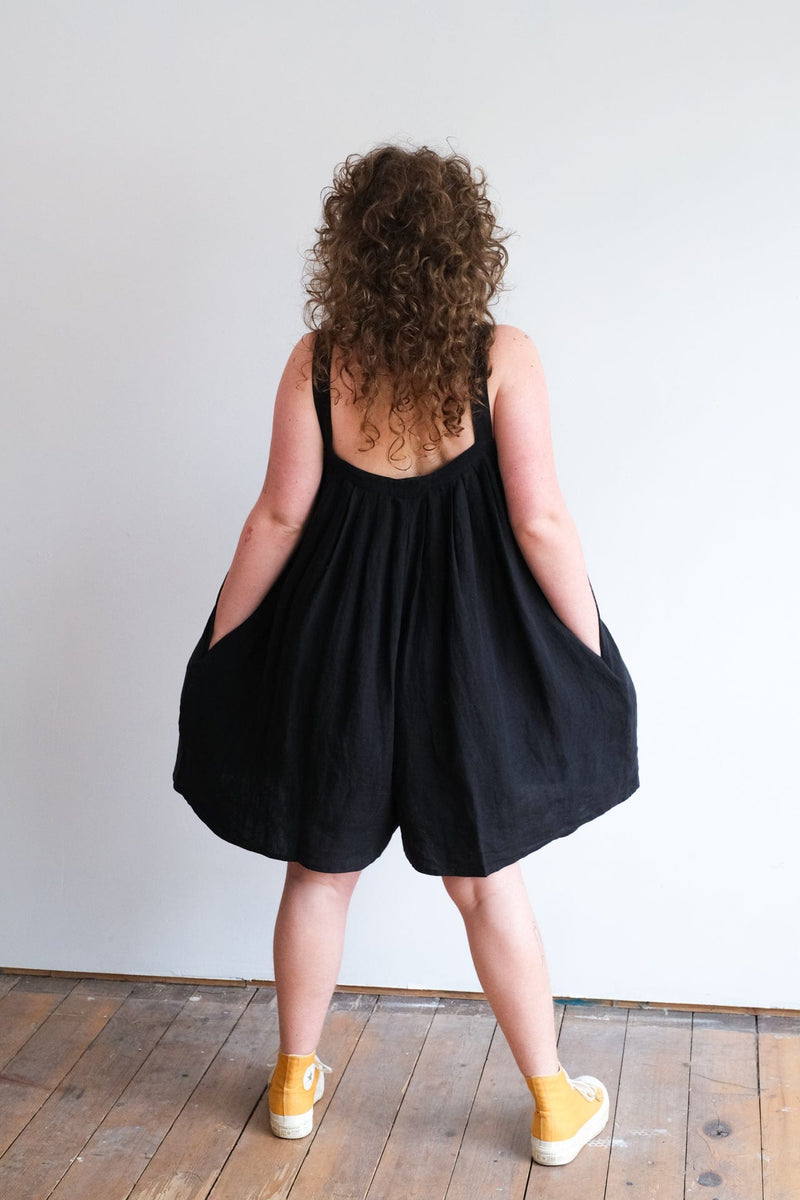 Basic Linen Romper - Black
