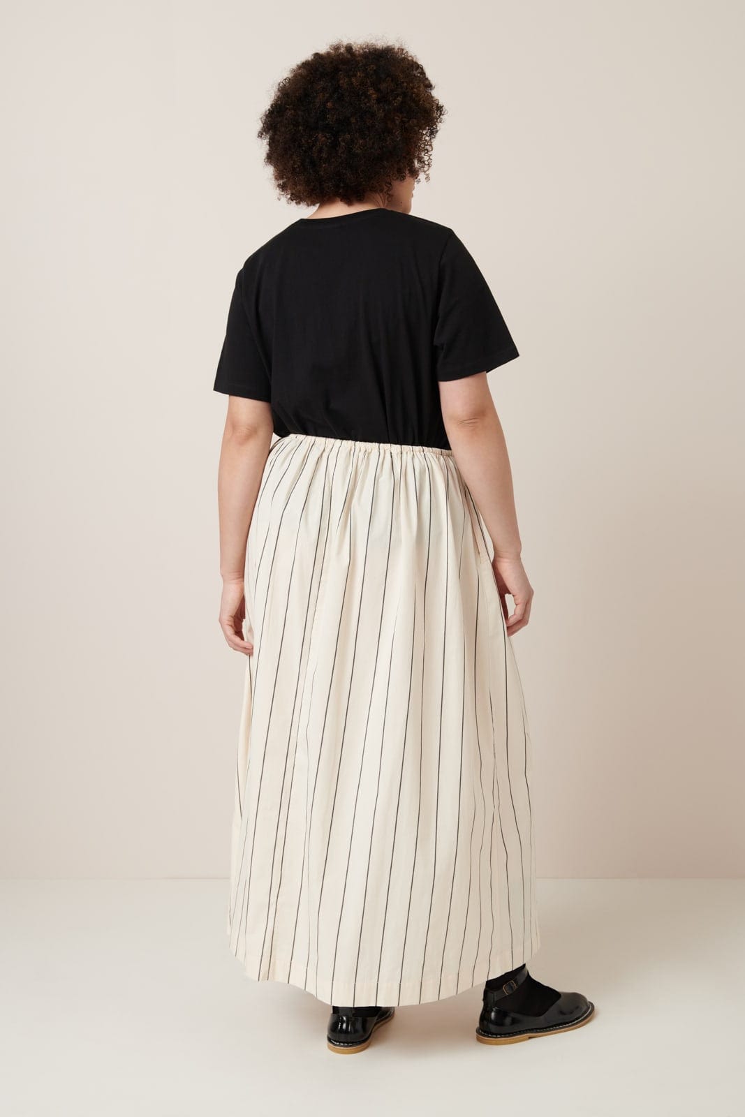 Linear Skirt - Greige Pinstripe