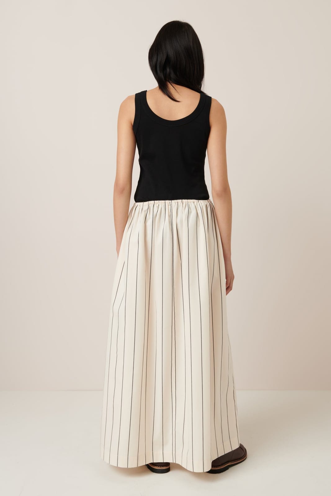 Linear Skirt - Greige Pinstripe