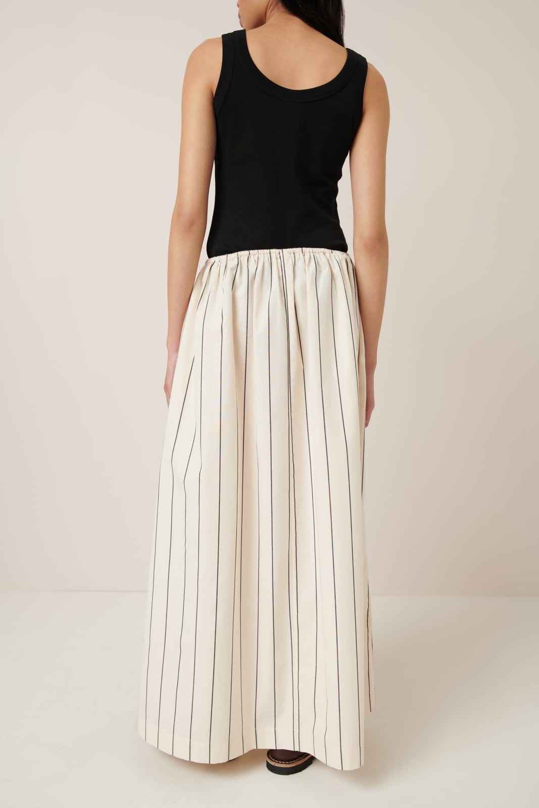 Linear Skirt - Greige Pinstripe