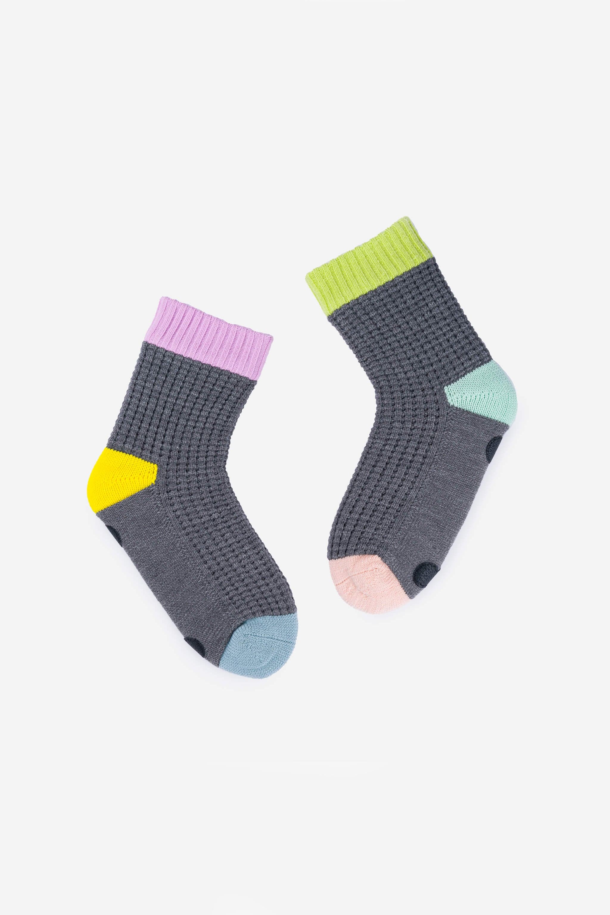 Spot Knit House Socks - Grey